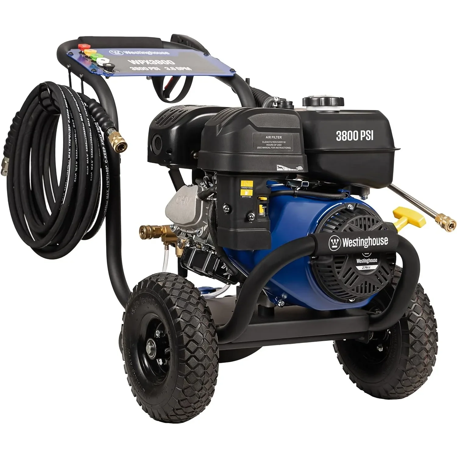 WPX3800 Gas Pressure Washer,3800 PSI & 3.6 Max GPM,Onboard Soap Tank, Spray Gun and Wand,5 Nozzle Set