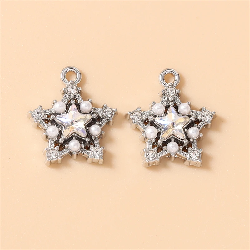 5 Stück, 17 x 19 mm, zarte, farbenfrohe Stern-Anhänger aus Kristall, zum Basteln von Halsketten, Ohrringen, Armbändern, für DIY-Bastelarbeiten und Schmuckherstellung. – Detail 26