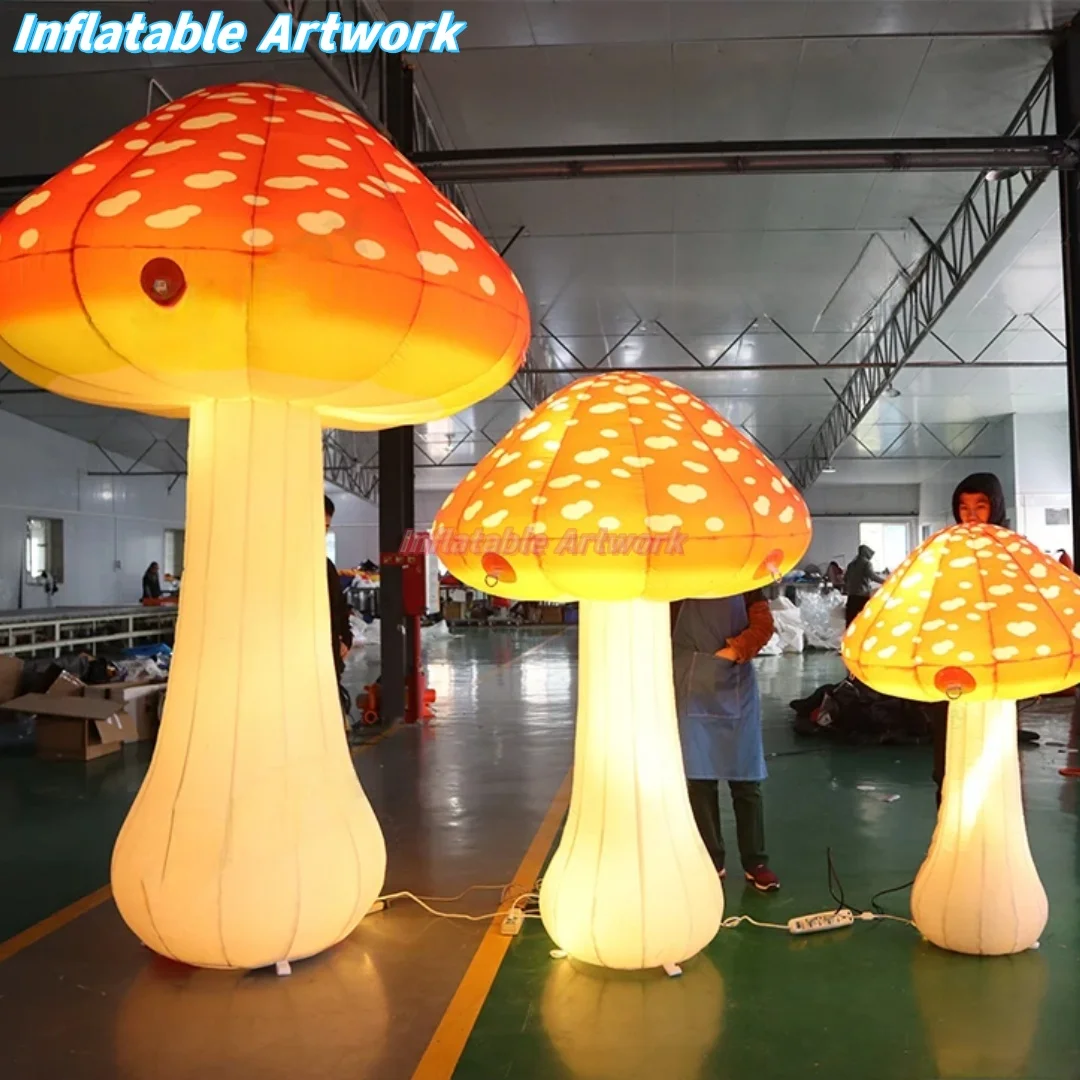 Bespoke Large Inflatable Lights up Mushroom Design for Saturday Night Fever Theme Party Toy