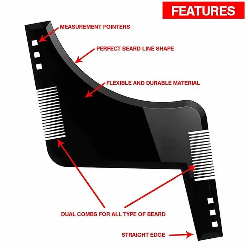 2024 Men Beard Template StylingTool Double Sided Beard Shaping Comb Beauty Tool Shaving Hair Removal Razor Tool for Men