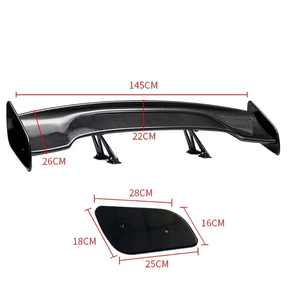 GT Modification Universal Carbon Fiber Car Tail Wing 145CM Exterior Modification GT Spoiler Collision Bumper Cars Accessories