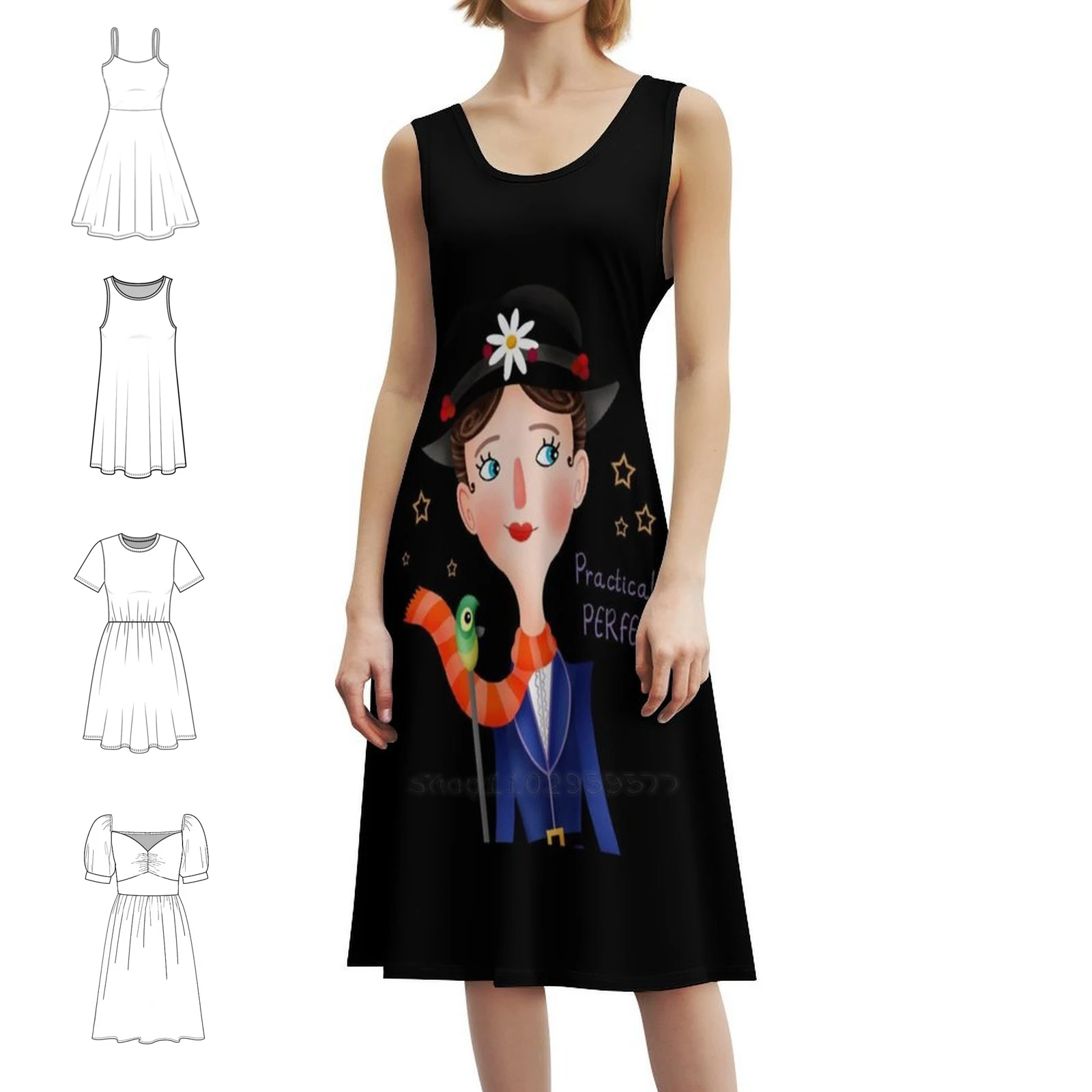 فستان حفلات أنيق للنساء من Prictically-Characters-D3 على شكل حرف A مع خيارات قصيرة/طويلة/بدون أكمام Im Yall Umbrella