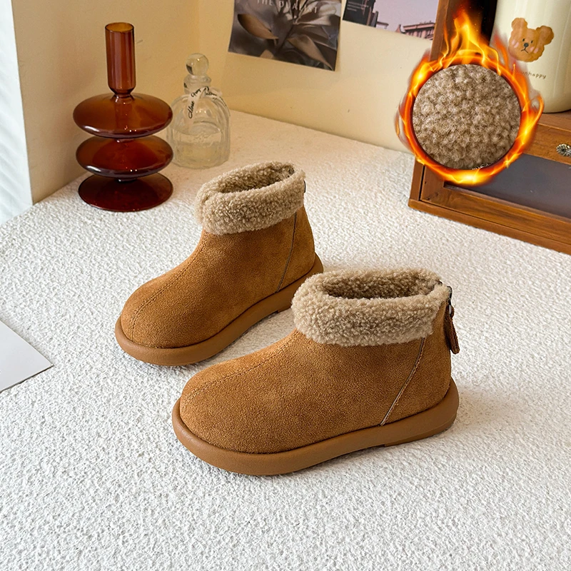 

2025 Winter New Children's Snow Boots Fashionable Thick Cotton Shoes for Boys and Girls Thick Comfortable Plush Cotton Boots