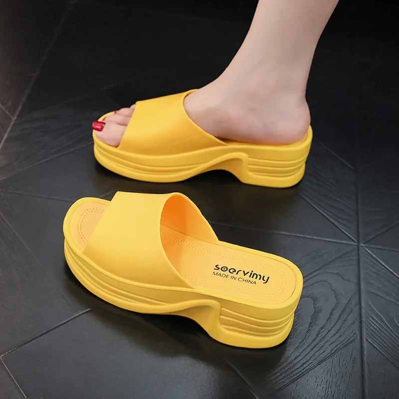 Fashion Women's Slippers 2023 Sandals Flatform Open Toes Shoes Platform Wedge Modern Slippers PVC Slides Soft Non-slip Slippers