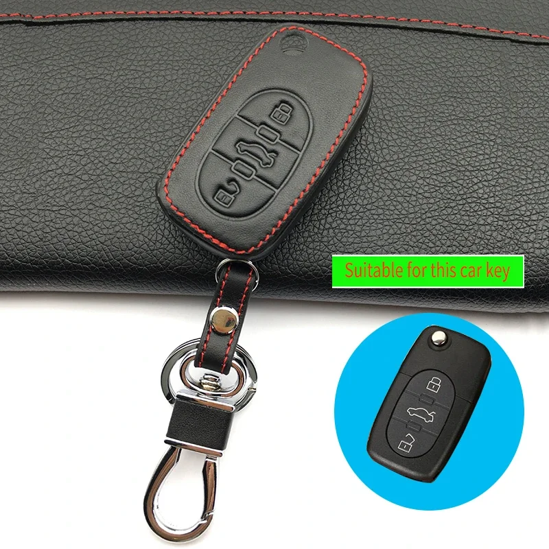 Hot Sale Super Quality 100% Leather Key Cover Case for Audi Q3 Q5 Sline A3 A5 A6 C5 A4 B6 B7 B8 TT 80 S6 C6 Auto Accessories