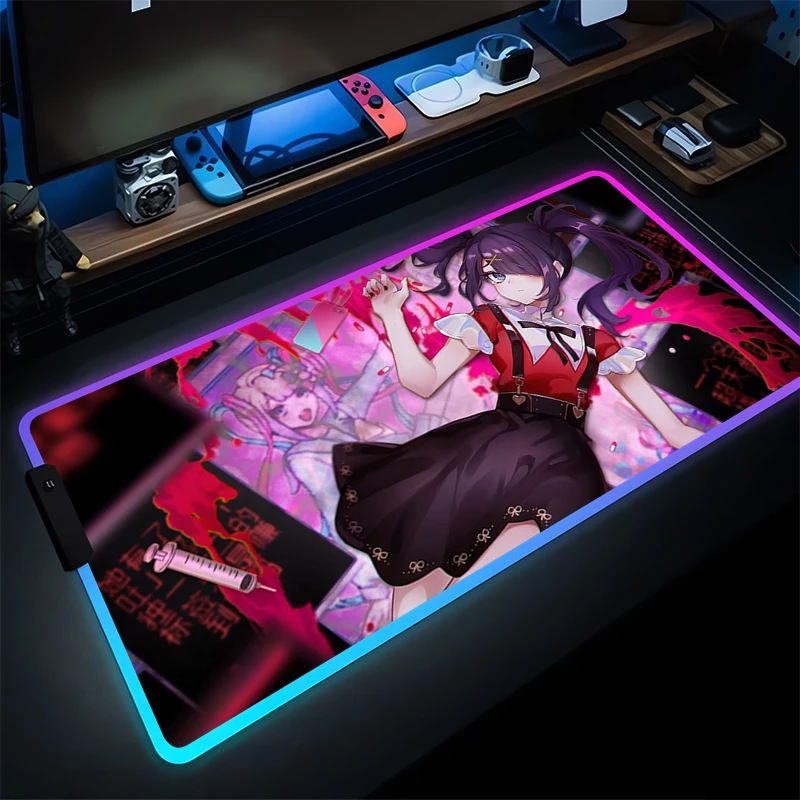 

Mouse Pad Gamer Desktop Mat LED PC Computer Anime Girl Mousepad RGB Needy Girl Overdose Keyboard Pad Gaming Accessories Mausepad