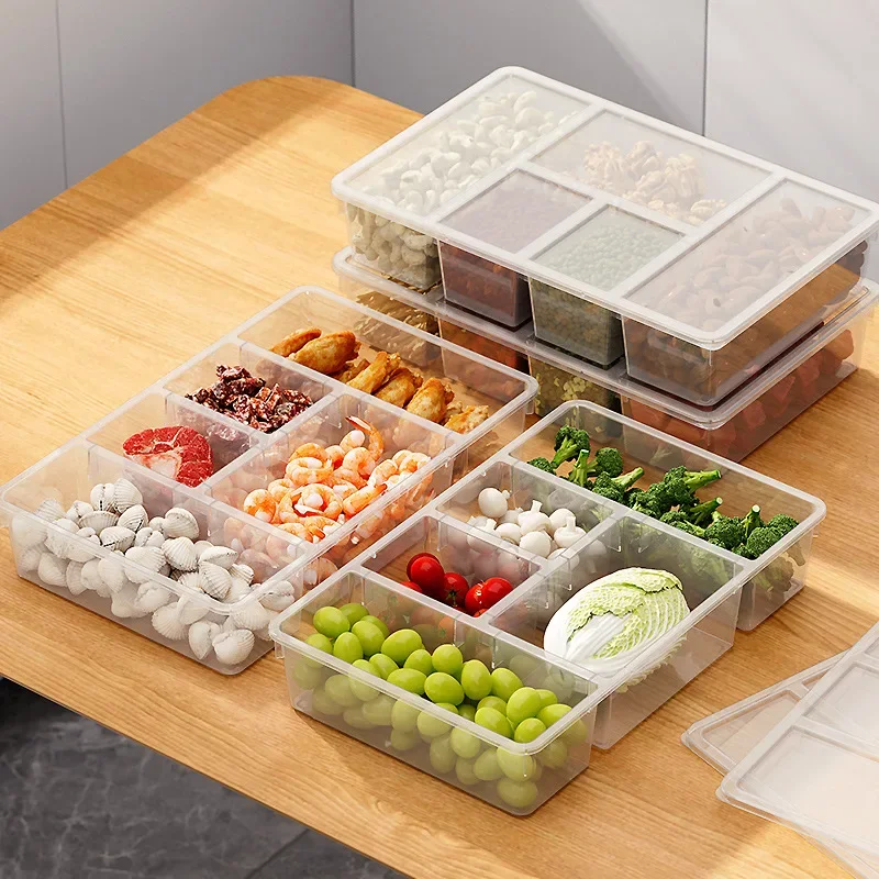 Refrigerator Five Compartment Organizer Food Dividing Onion and Ginger Ready Vegetable Freezer Fresh Box Storage Toy Organizer