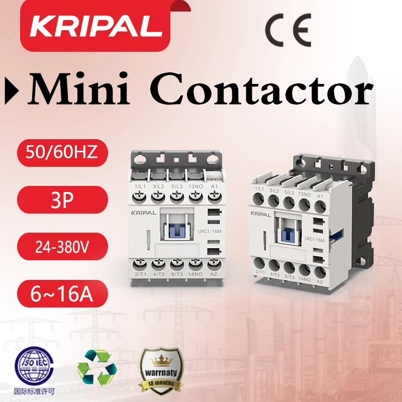 Mini contactor 3P 6A 9A 12A Contactor device 24V 48V 110V 220V DIN-Rail Mounting Contactor 12v Dc Electrical Protection Switch