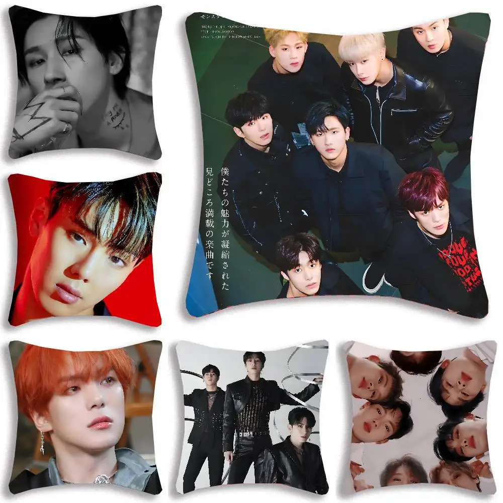 MONSTA X Kpop Boy Fronha Almofada Quadrada Quarto Sofá Lazer Almofada Conforto Carro Decoração de Casa