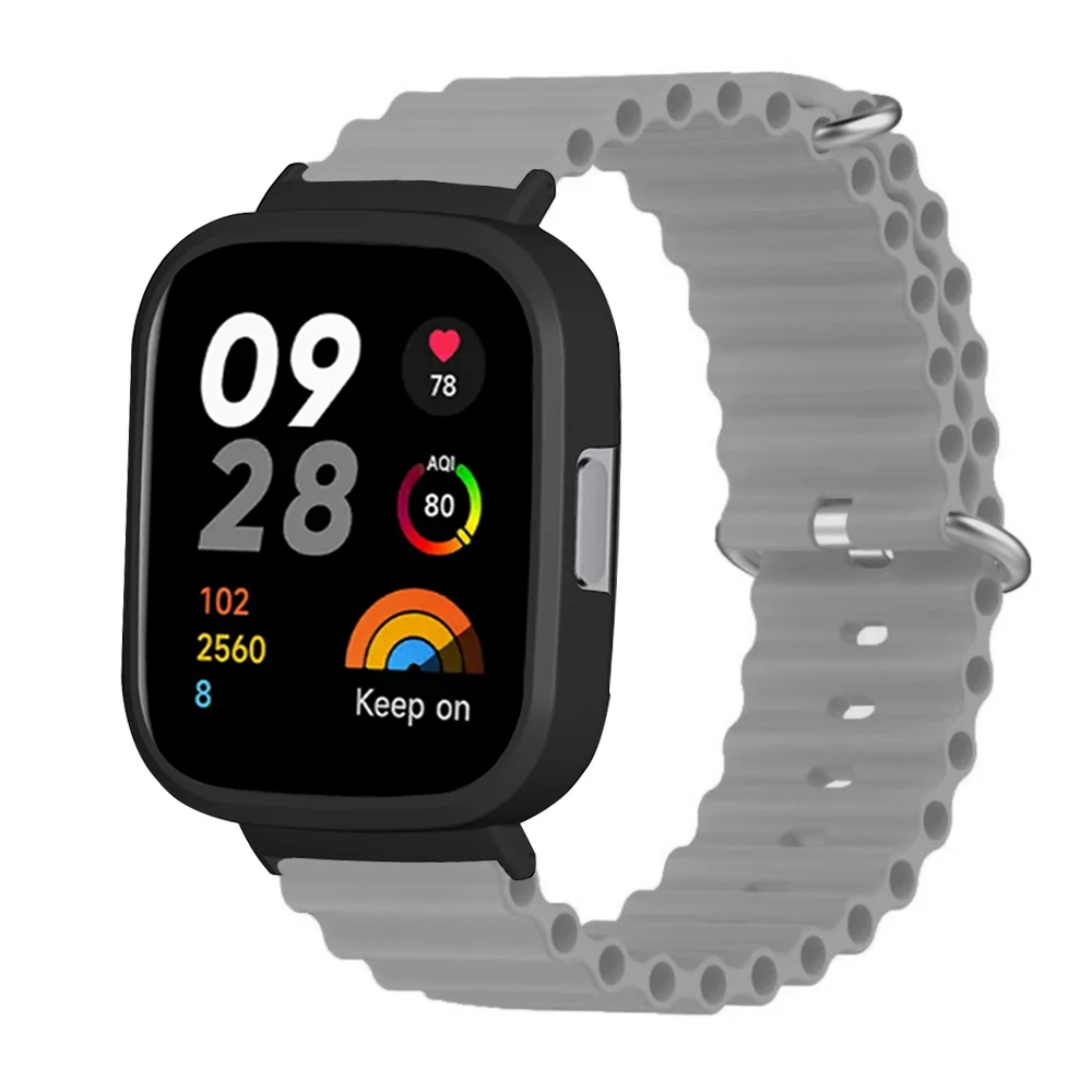สายมหาสมุทร + เคสสำหรับ redmi Watch 3สายนาฬิกาสำรองซิลิโคนสำหรับ Xiaomi redmi Watch 3สายรัดข้อมือ Correa