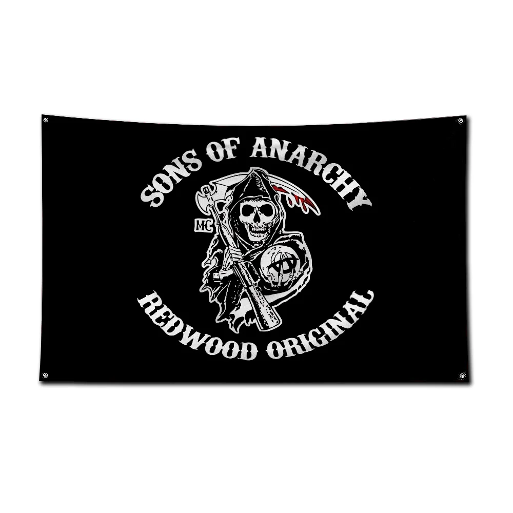 3x5 Ft  Flag Sons of Anarchy Polyester Digital Printing Banner for Garage Wall Art Out Door Decoration With Brass Grommets