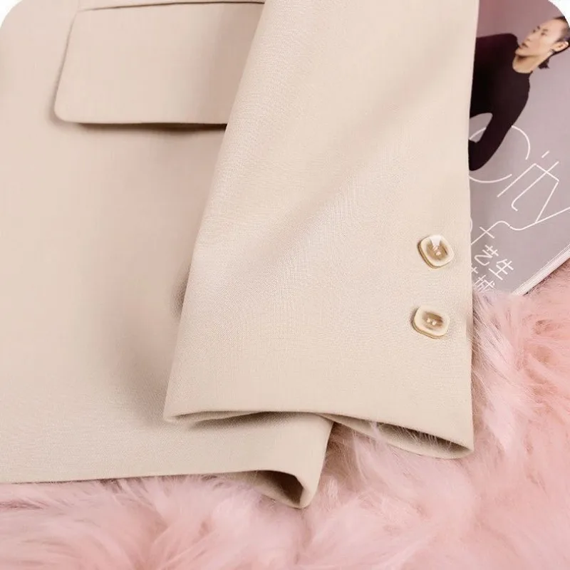 Autumn Winter Black Blazer Women Clothing Coat Long Sleeve Single Button Office Lady Business Work Jacket Outerwear Tweed Coats