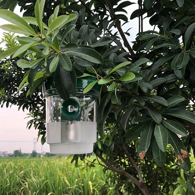 Wasp Trap - Hanging Design, Solar LED Light To Capture Flying Insects Insect Trap To Durable