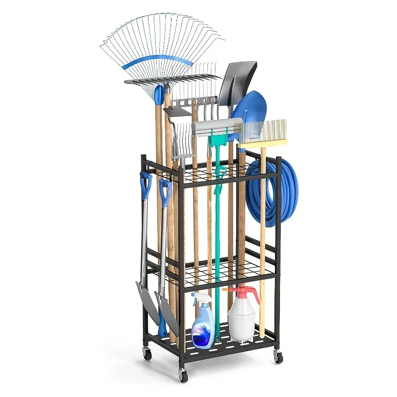 

Garden Tool Rack Storage Rack With Wheels Garage Hardware Tool Storage Rack
