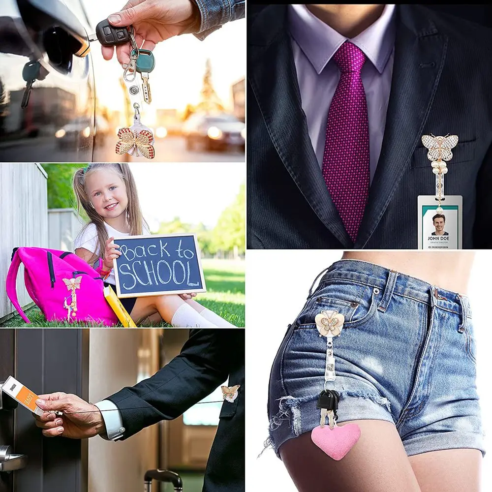 Work Card Clips Chest Card Crystal Name Card Nurse Badge Clip Retractable Badge Reel ID Card Clips Hospital Badge Holder