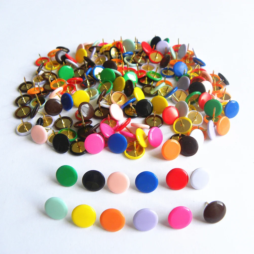 

300Pcs Colorful Push Pins Strong Iron Needle Point Plastic Head Flat Tacks for Hanging Photos Papers Home Office Organization