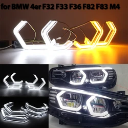 M4 Style White Yellow Ring Angel Eyes Turn Signal Switchback LED Light for BMW 4 Series F32 F33 F36 F82 F83 M4 2013-2019