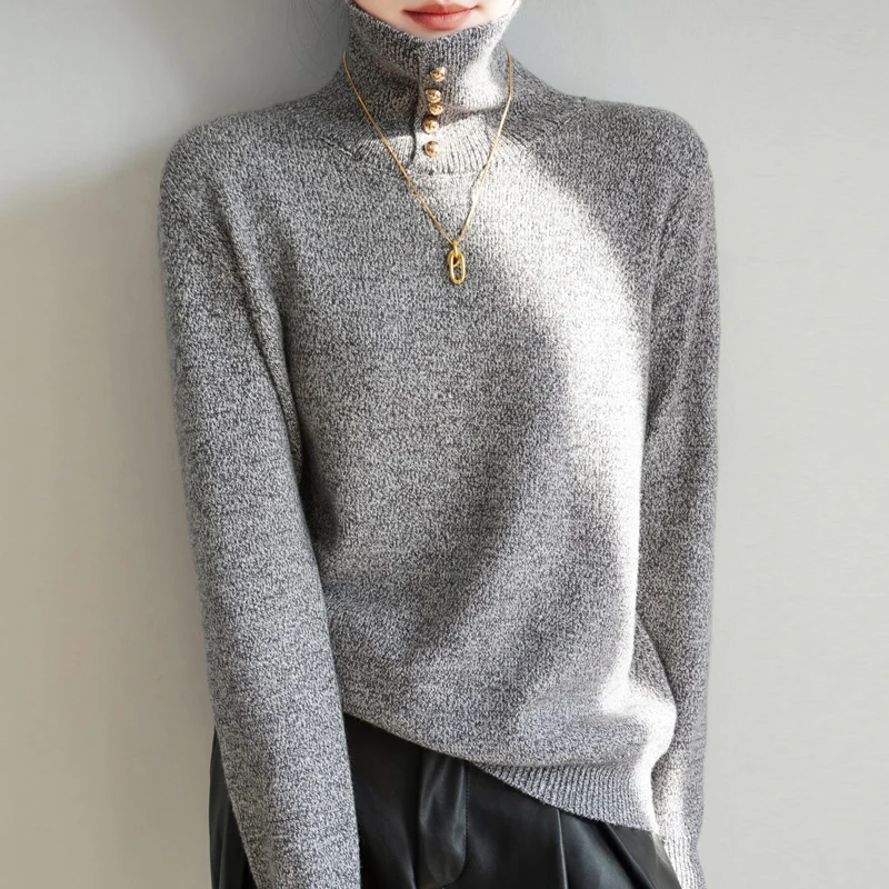 

Массивная шерстяная водолазка с золотыми пуговицами, массивный твидовый свитер, зимний роскошный слой