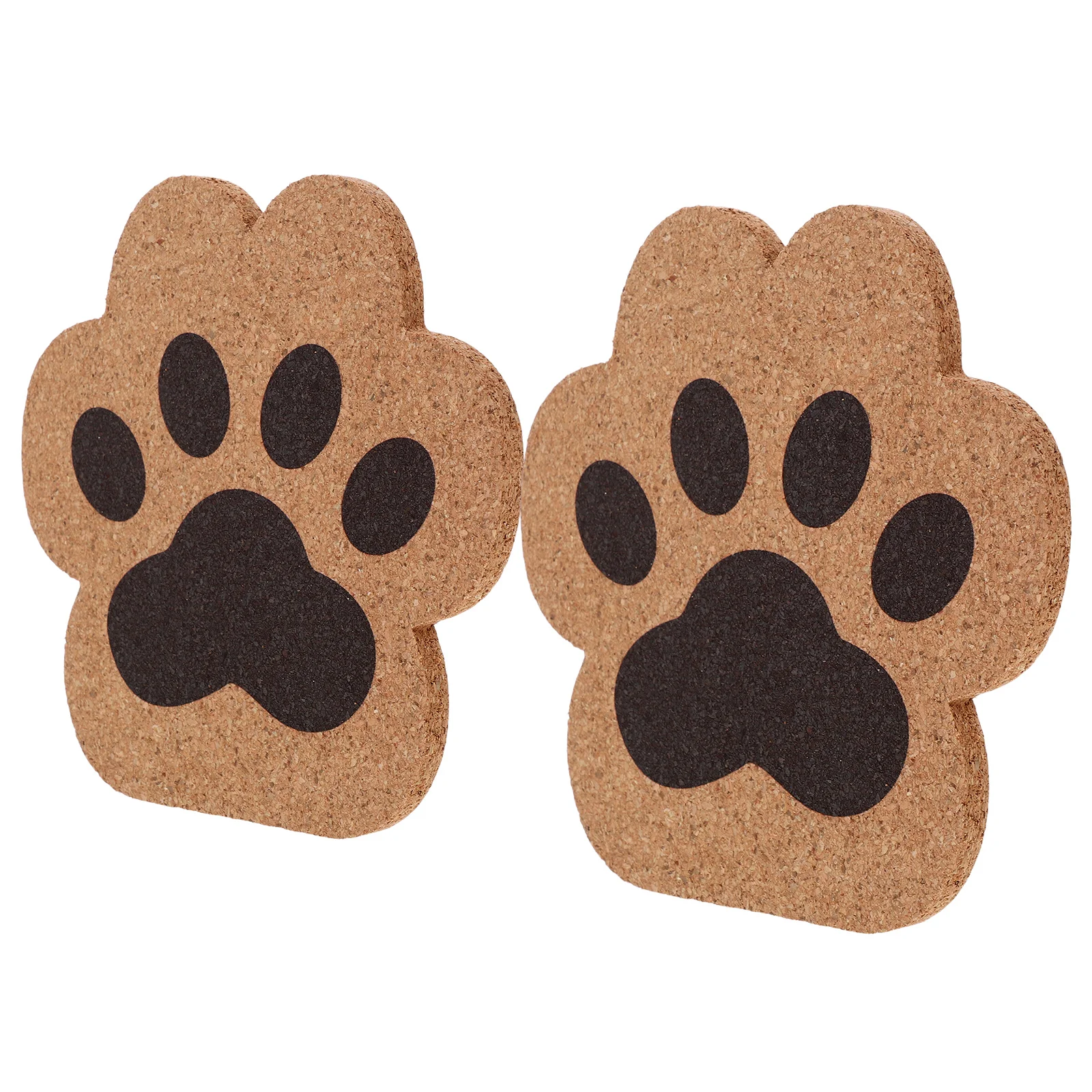 

2pcs Cute Paw Shape Coasters Design Non Slip Drink Mats Soft Cork Material Heat Resistant Table Protectors For Home