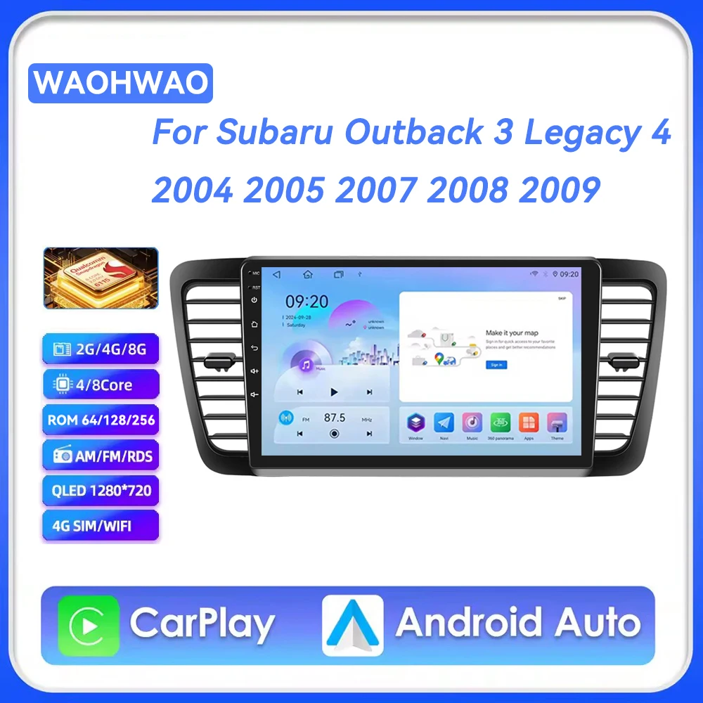 

Автомагнитола Android 15 с GPS-навигацией и мультимедийным видеоплеером для Subaru Outback 3, Legacy 4 (2004-2009)