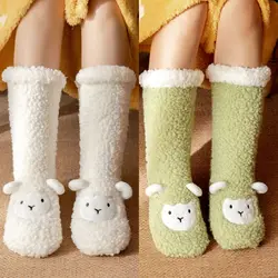 1Pair New Unisex Warm Sock Slippers Plush Non-slip Cartoon Floor Socks Sleeping Cute Winter Cotton Socking One size