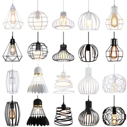 Retro Loft Pendant Lamp Modern Industrial E27 Wought Iron Frame Metal Ball Pendant Light for Bedroom Kitchen Island Hanging Lamp