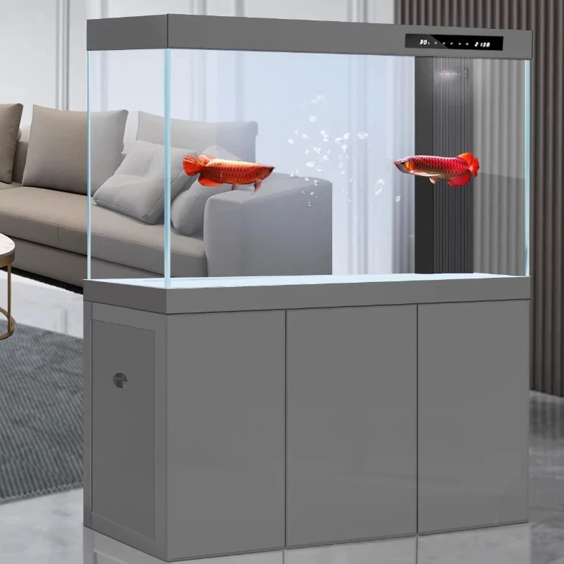 Fish tank living room fish tank living room floor ultra-white ecological bottom filter aquarium household oversized arowana tank