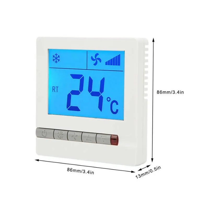 LCD Digital Thermostat Delay Compressor Protection Fan Coil Unit Temperature Controller Thermostat for Air Conditioner