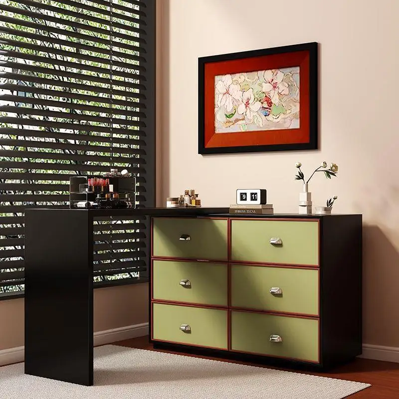 Medieval style dresser contrasting color storage small table small apartment retro style paint dresser household bedroom makeup