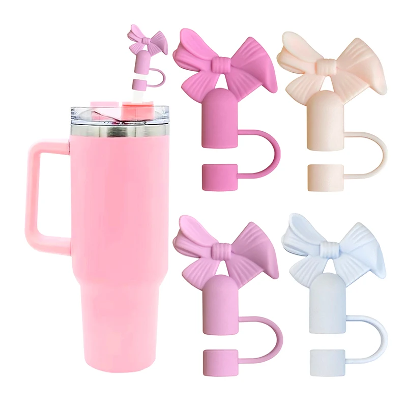 

Cute Bow 10mm Straw Cap Covers For Stanley Tumbler Cup Accessories Large Diameter Silicone Dust Straw Caps Reusable