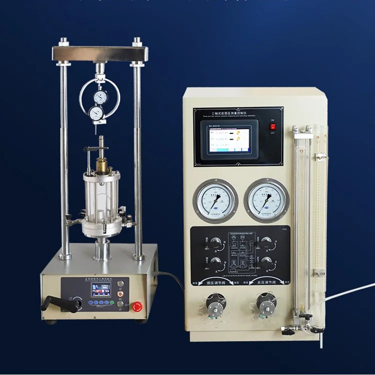 High Accuracy Strain-controlled Geotechnical Triaxial Tester for Soil Shear Strength Testing Pore Water Pressure Confining