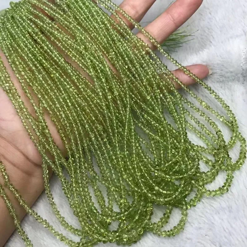 

5A Peridot green roundelle 3-4.5mm 38CM for DIY jewelry making loose beads FPPJ wholesale beads nature gem stone