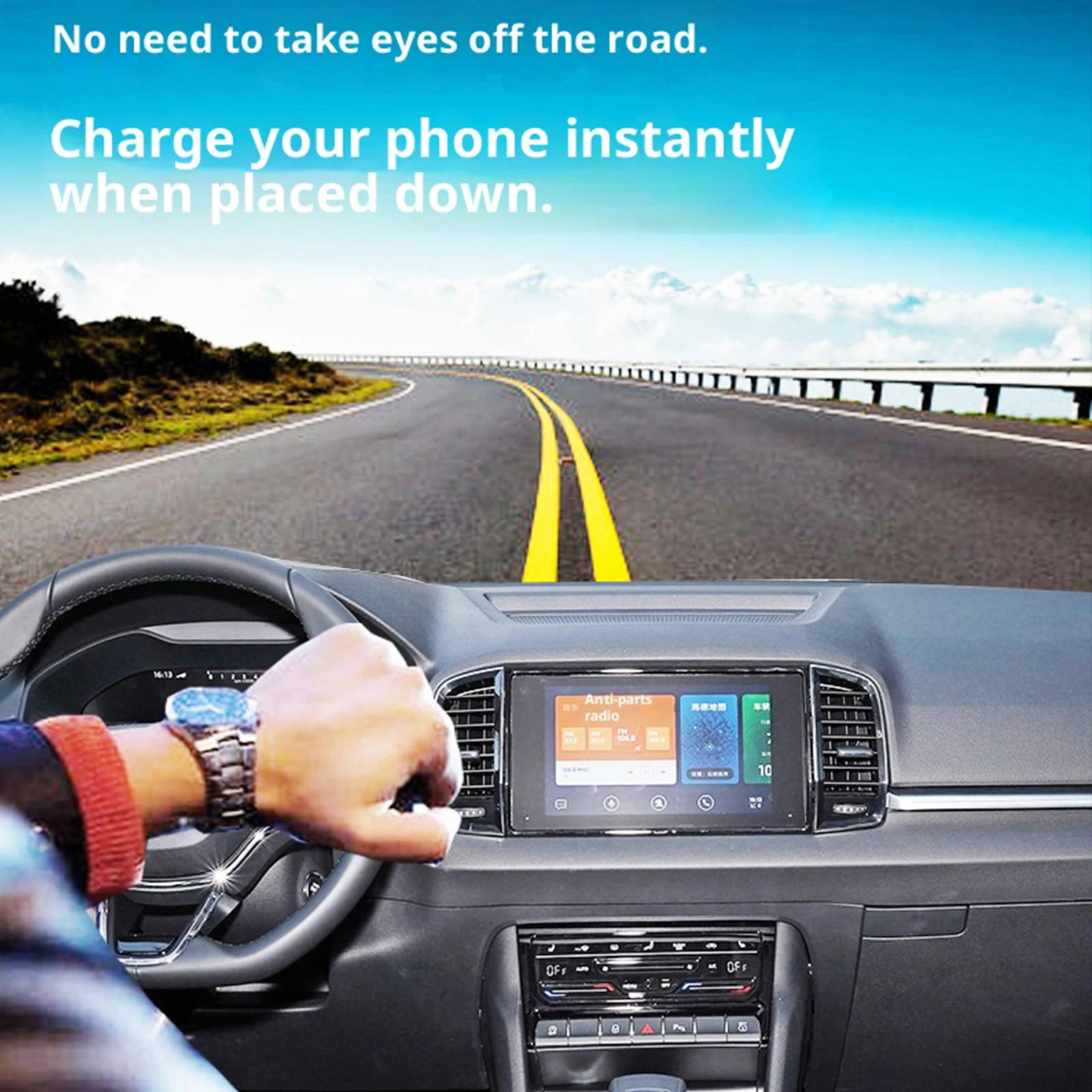 2DIN The Leaset لسكودا كودياك 2022-2023 وحدة التحكم المركزية للسيارة شاحن الهاتف شاحن لاسلكي سريع لوحة شحن حامل شحن #5