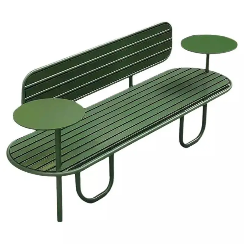 Fashion outdoor wrought iron bench courtyard balcony outdoor leisure table and chairs