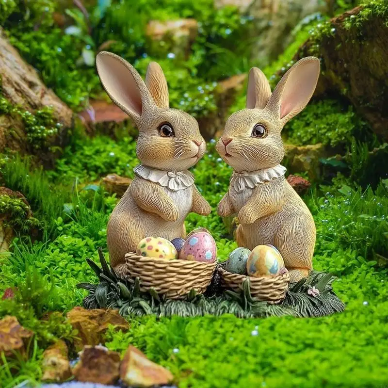 Easter Themed Rabbit and Eggs Yard Decoration Garden Sign Acrylic Waterproof Animal Stake Lawn Ornament Party Supplies C5AD