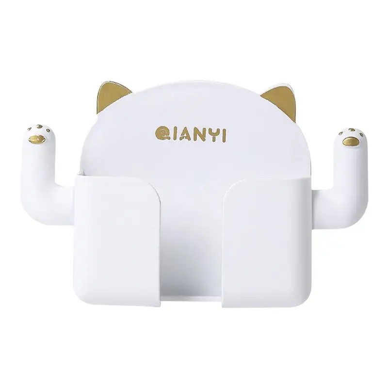 1pcs Punch-free Mobile Phone Holder Wall Mount Stand Remote Control Organizer Storage Box Charging Bedside Container Rack