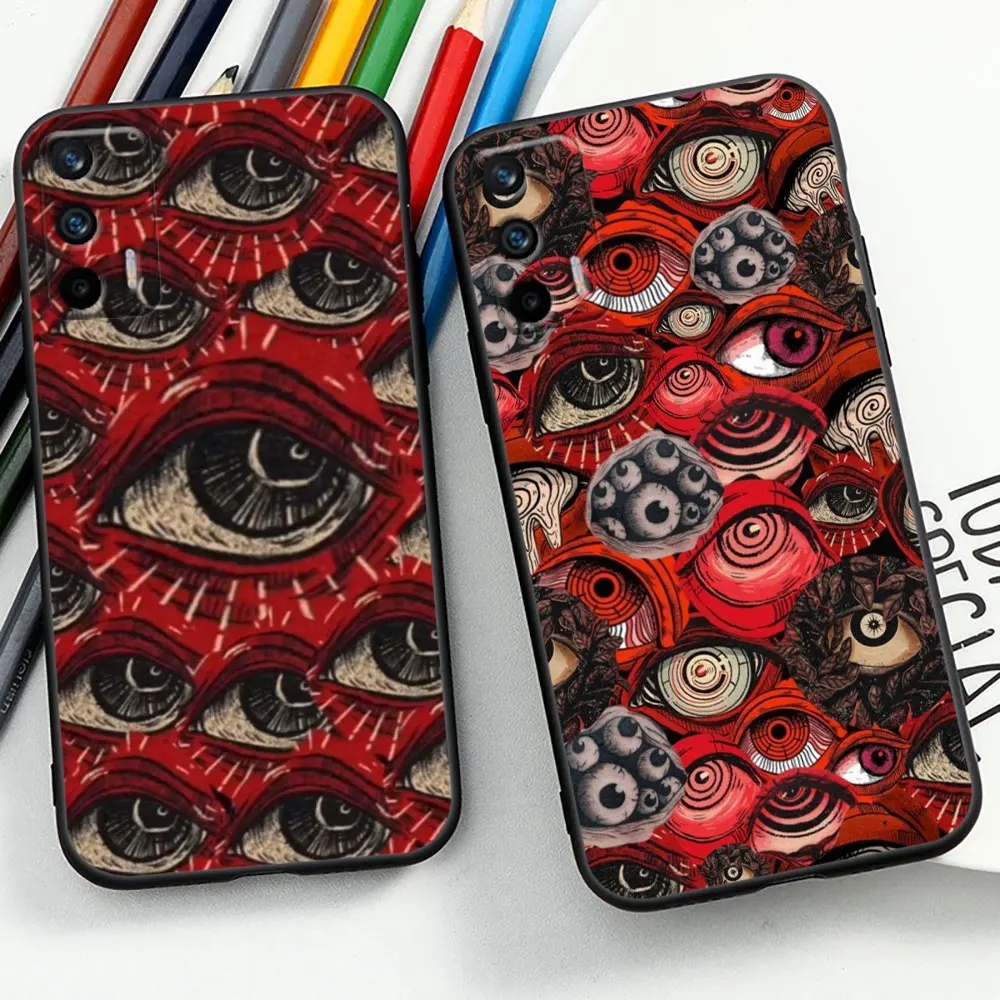 Spooky Scary Red Eye Face Case For Realme Narzo 50I 50A 50 20 GT Neo 2 2T C55 C53 C35 C33 C31 C30 C21 C21Y C20 C15 C12 C11 Cover