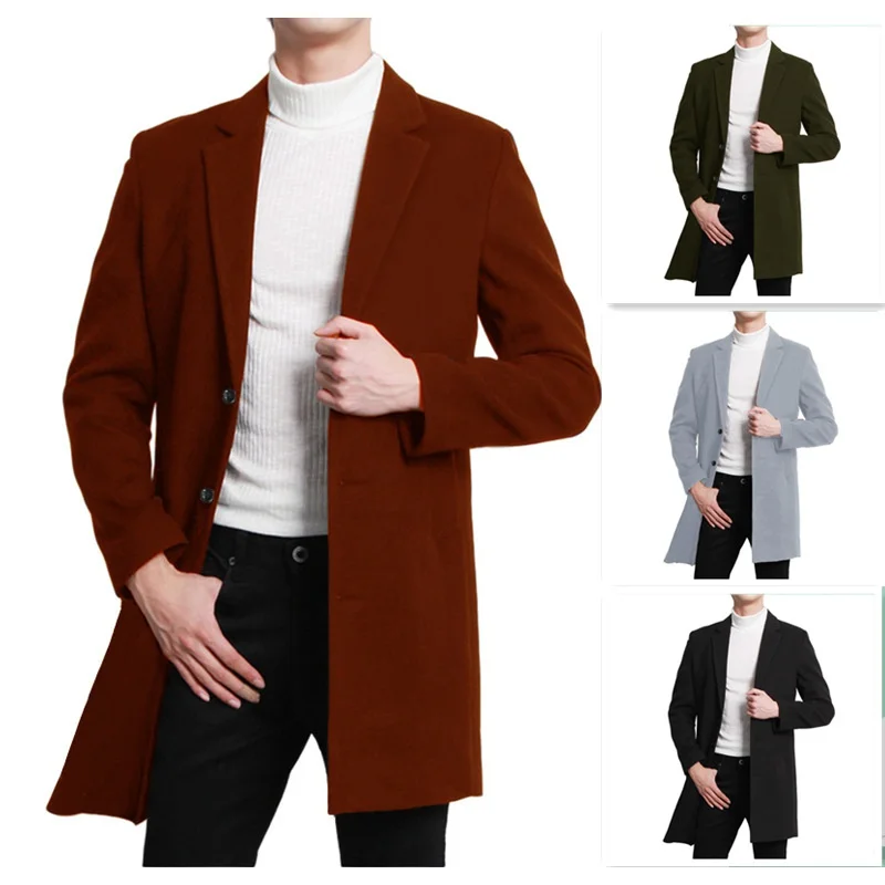 

New Woolen Men's Coat Independent Station Coat Popular Order Woolen Trench Coat Japanese and Korean Style