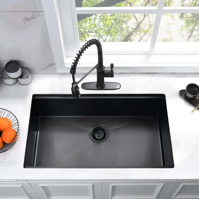 33 Inch Black Undermount Kitchen Sink Workstation-Bokaiya 33x19 Undermount Workstation Sink 16 Gauge Deep