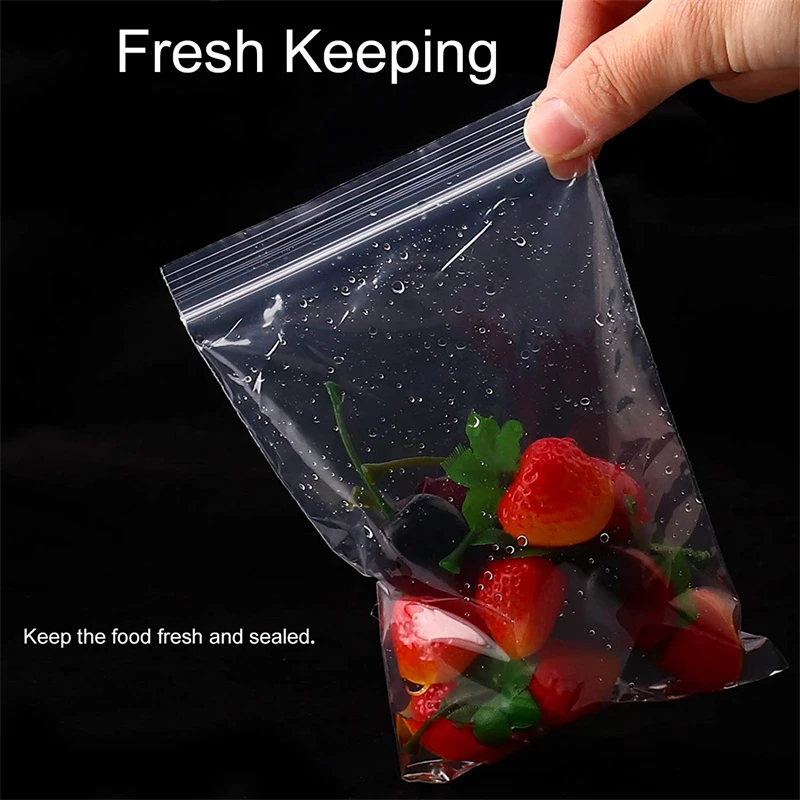 100Pcs/Bag Reusable Plastic Bags Heavy-Duty Transparent Jewelry Zip Zipped Bag Reclosable Poly Clear Packaging Bag Various Size