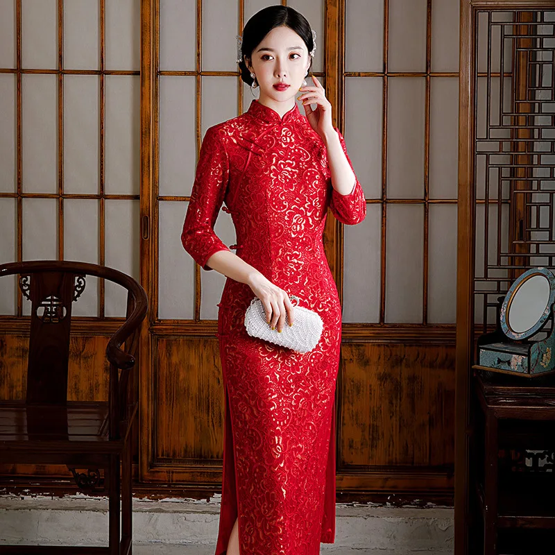 Cheongsam Waist-Tight Daily Catwalk Tang Suit Young Republic of China Style Good Quality Jacquard Niche Design Evening Dress