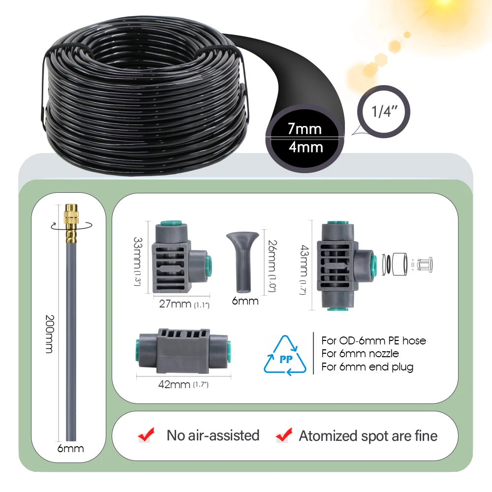 Bluetooth Single-Zone Gardening Timer Quick Connect Flexible Bending Brass Spray Nozzle Automatic Irrigation Cooling System Kit