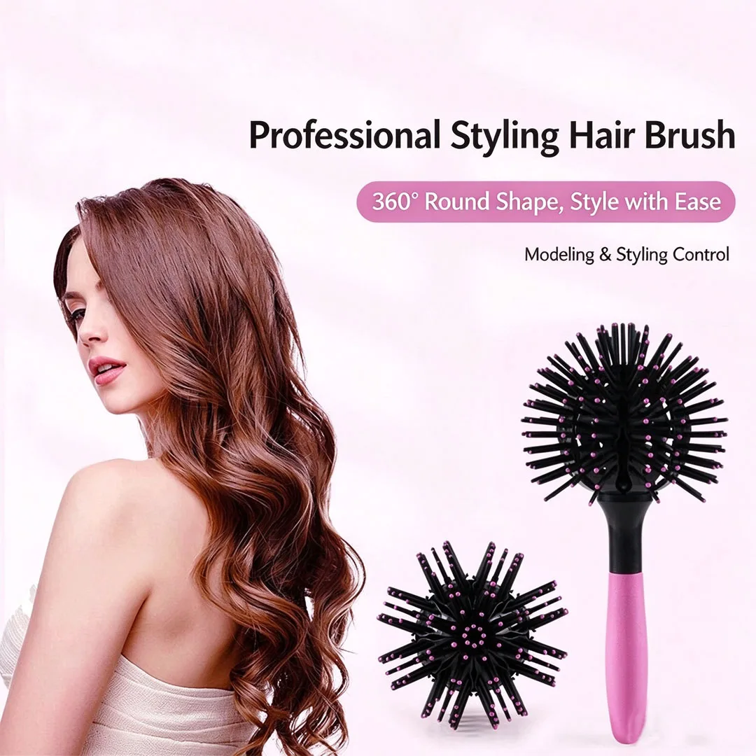 3D Round Hair Comb Spherical Smoothing Comb 360° Styling Comb Unisex Curly Hair Salon Heat Resistant Hair Comb