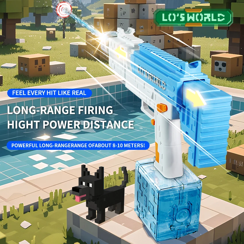 Pistola de água automática de sucção de água de brinquedo, pistola de água de mosaico, brinquedo de praia infantil pistola de água elétrica crianças adulto verão ao ar livre