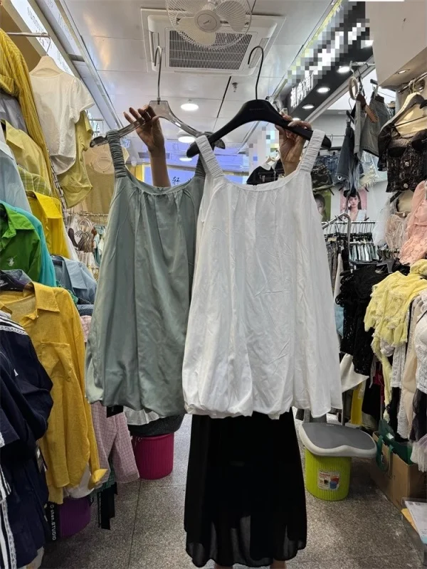 

Outlet Big Brand Flower Bud Vest Short Skirt Women Loose Color Slimming Youngening Puffy Strap Dresses