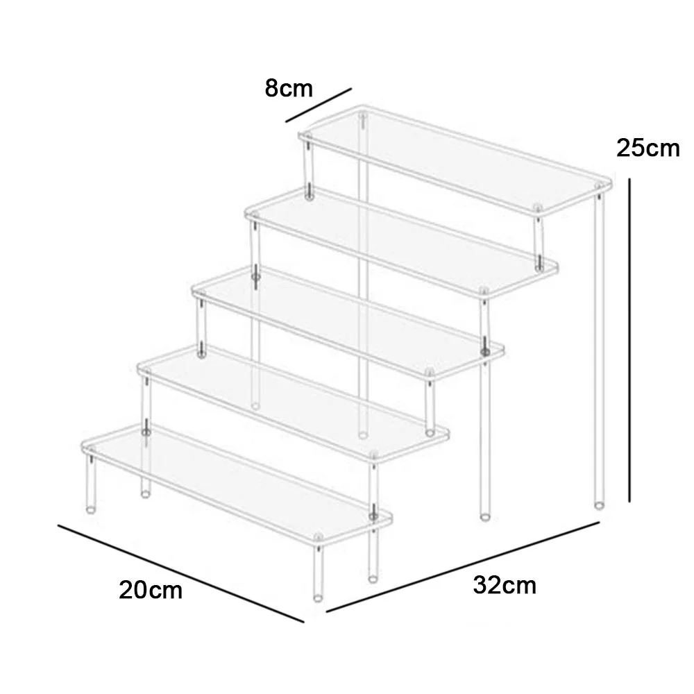 1-4 Tier Acryl Display Stand Duurzaam Display Rack Voor Cupcake Parfum Pop Transparante Trapeziumvormige Blind Box Opslag Plank