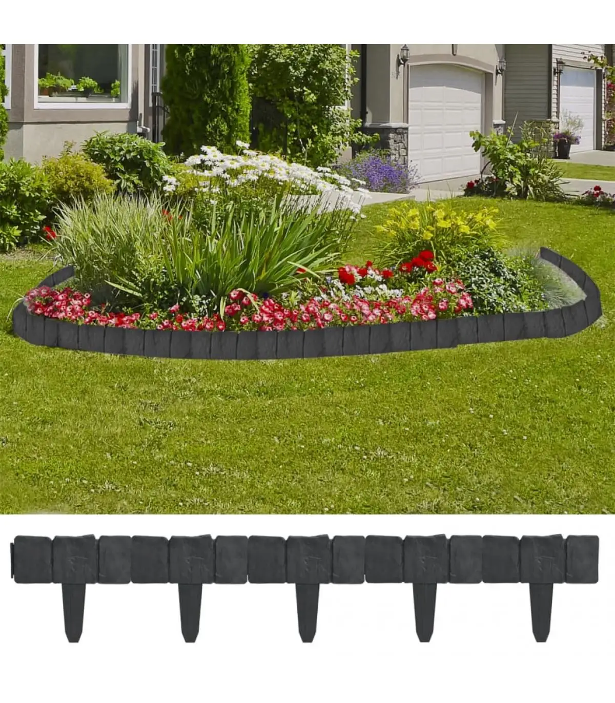 Garden edging garden plastic garden fence/lawn stone effect 41 PCs 10 M