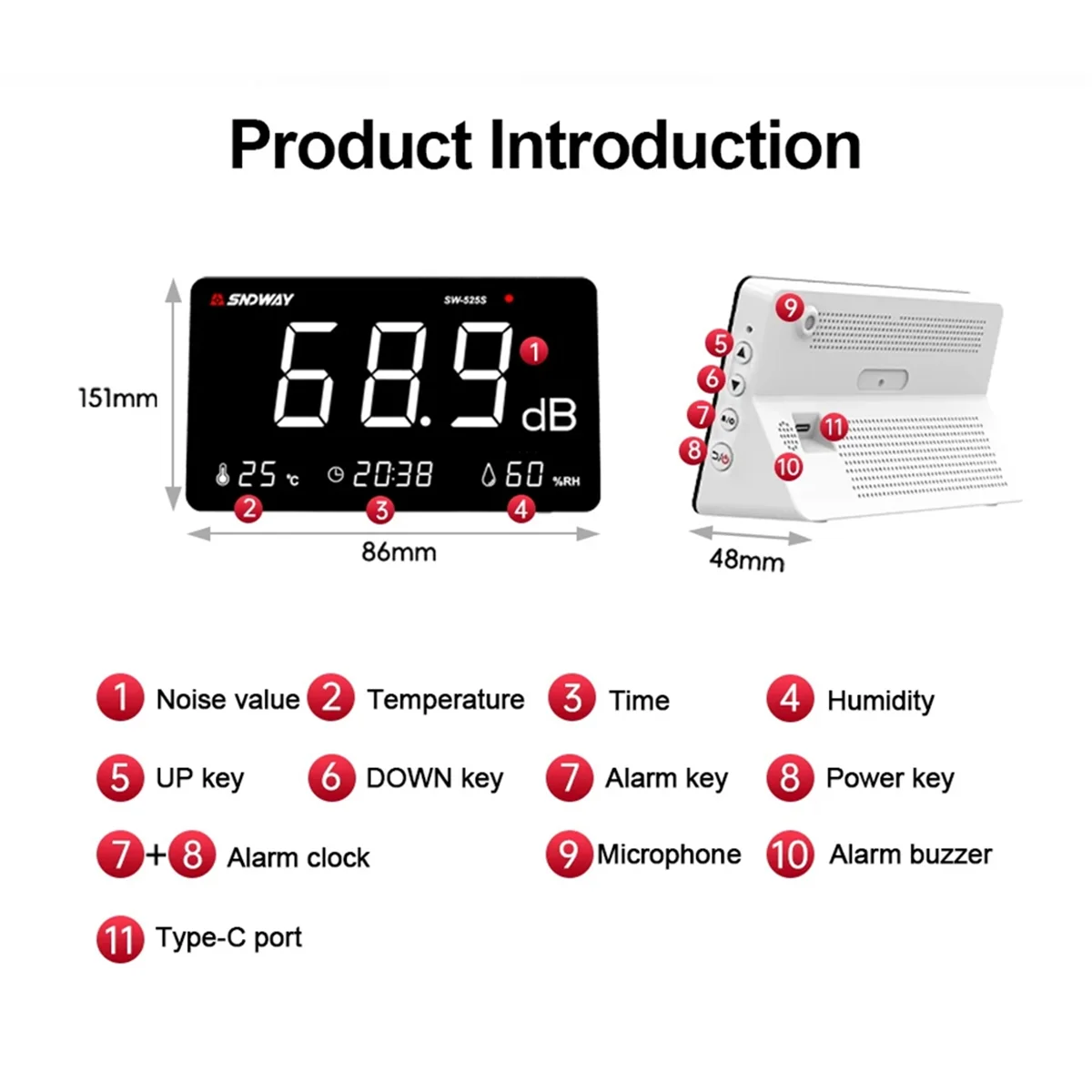 

Multi-Function Desktop Noise Meter Decibel Meter Noise Tester Environmental Noise Volume Meter