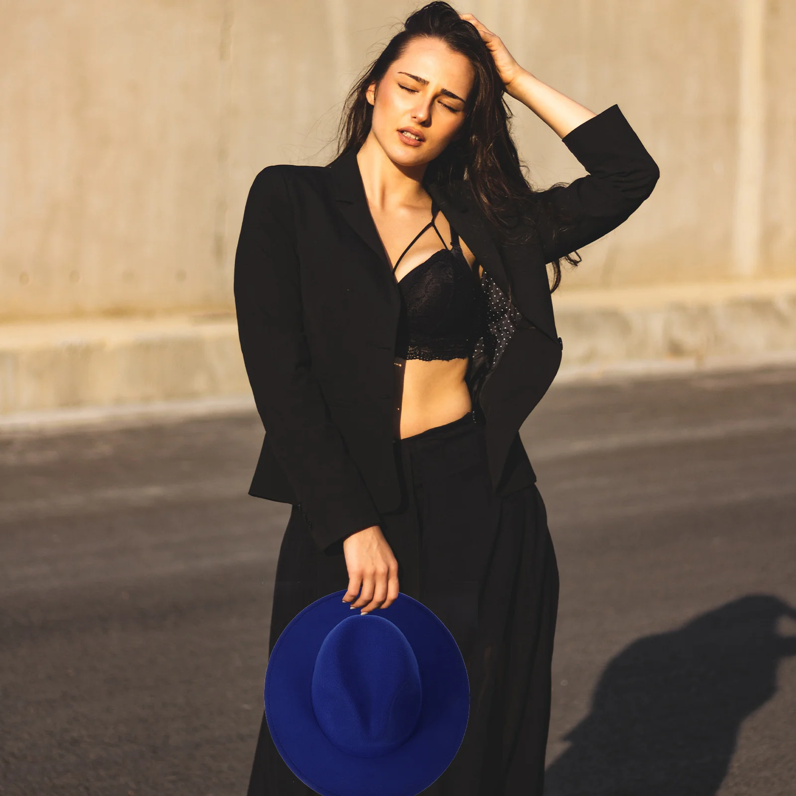 

1pcs Double Color Hat Women Wide Brim Fedora Jazz Cap For Masquerade Wedding Party Photo Shoot Woolen Felt Hats Decor