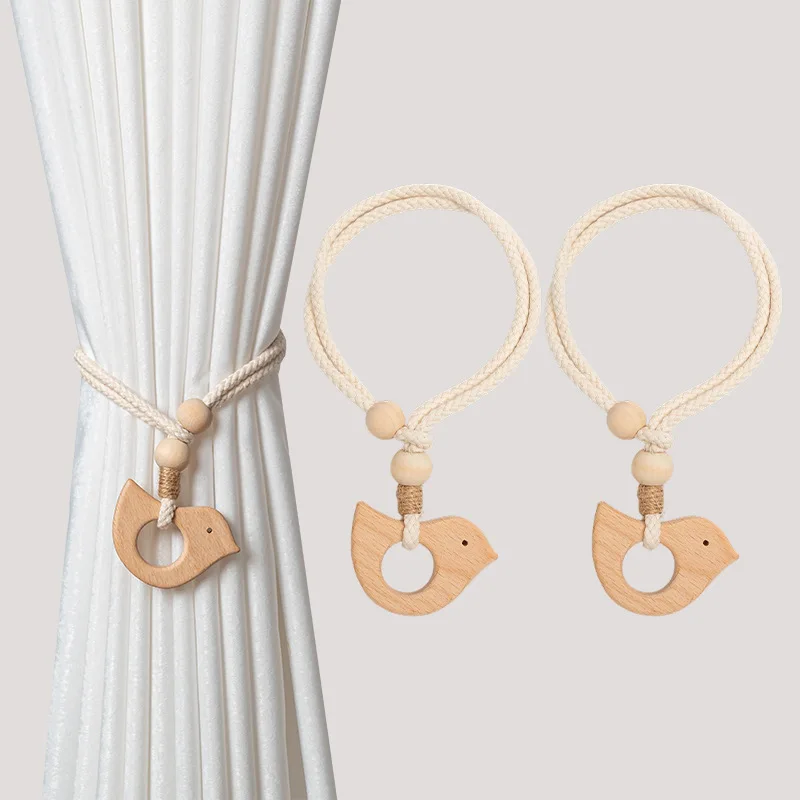

2 шт. Высококачественные шарики для штор в деревянном стиле, регулируемые ремни без перфорации, роскошный декор для гостиной и спальни